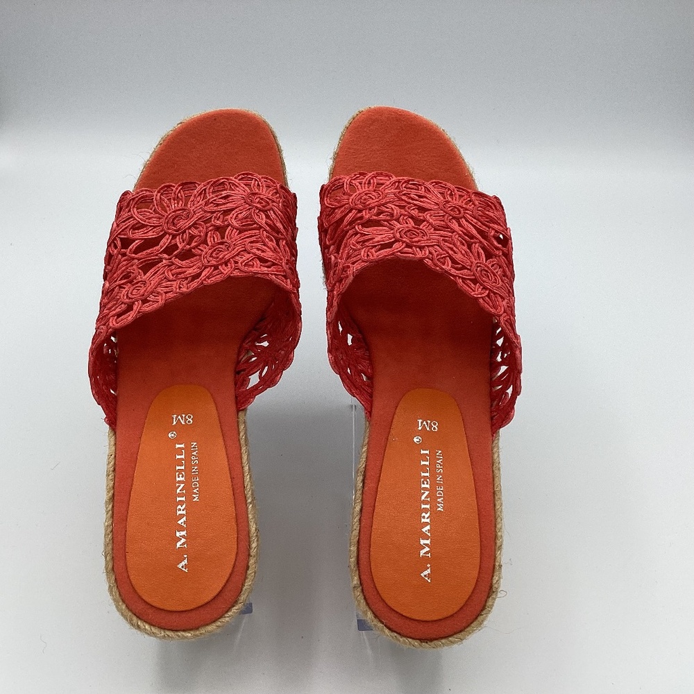 A. Marinelli Women’s Espadrille Wedge Sandals. 8M in Orange